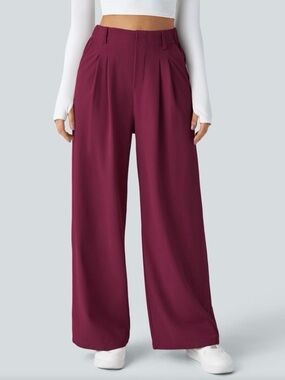 HALARA Burgundy Wide Leg High-Waist Pants